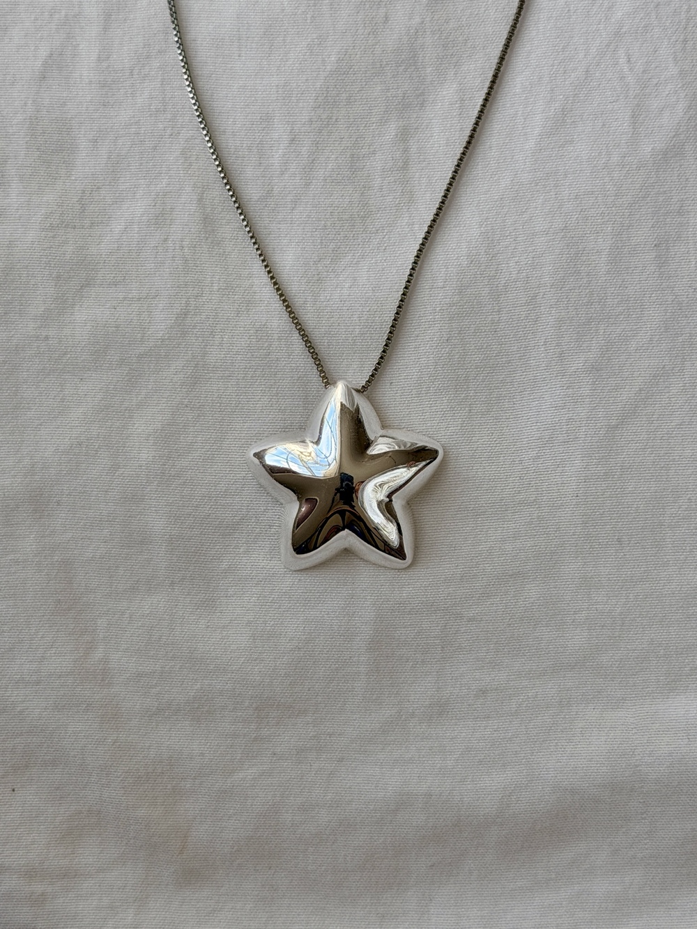 Puffy Star Necklace - Silver Plated